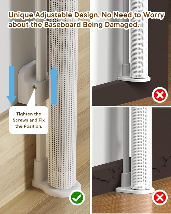 Retractable Baby Gate for Stairs - 55" Wide Mesh Dog Gate Indoor, Two-Step Safety Lock, 34" Tall Child Gate for Doorways, Hallways, Deck, Indoor Outdoor Garage, White