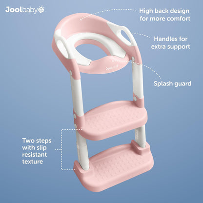 Jool Baby Potty Training Seat with 2 Step Ladder for Toddlers - Splash Guard, Adjustable Height (Gray)