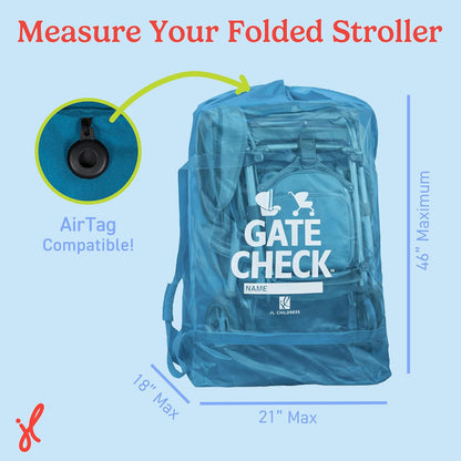 J.L. Childress Gate Check Bag for Single & Some Double Strollers - Travel Bag for Airplane, Fits Most Standard Baby Strollers, Airport Accessories for Gate Check, Flying Essentials - Red