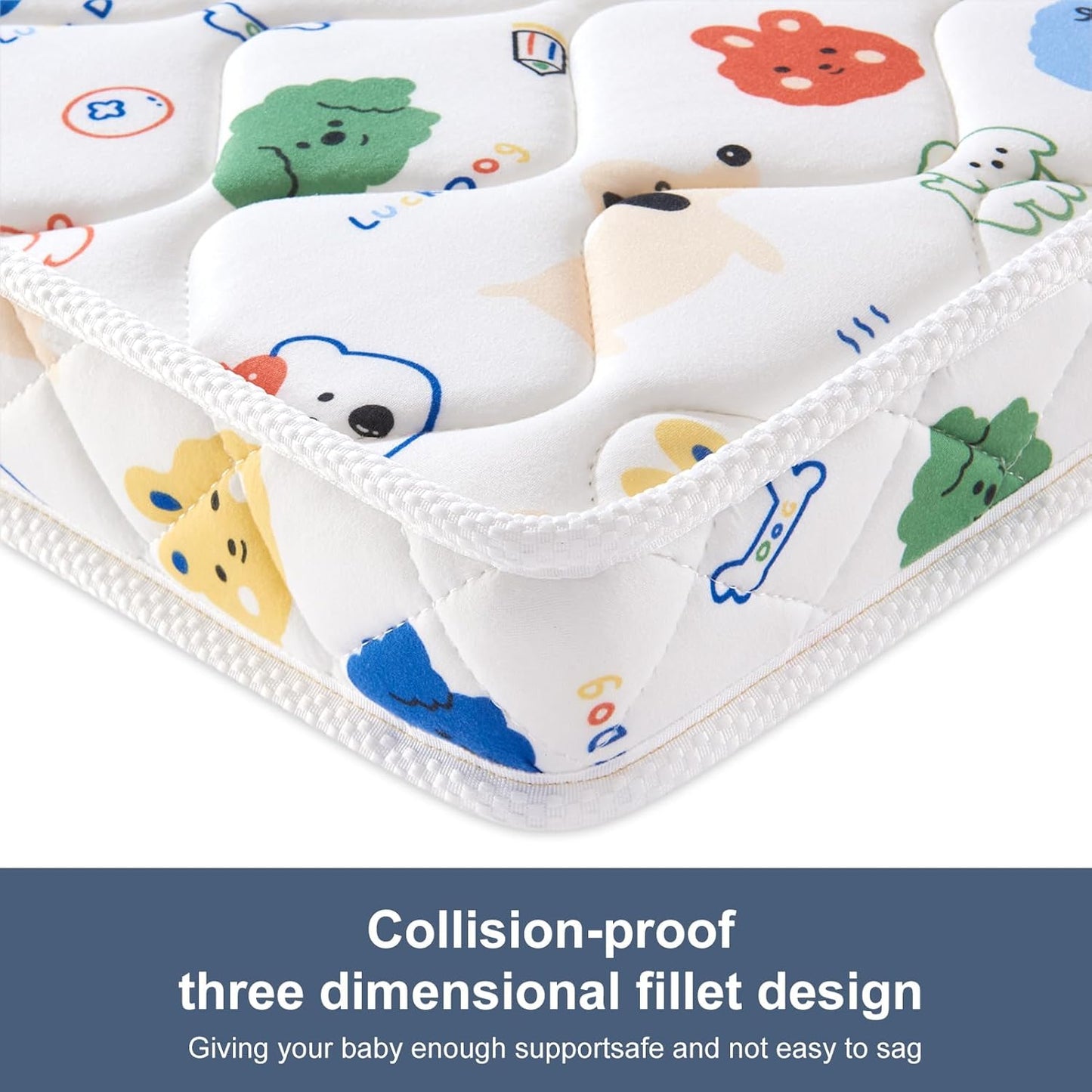 Pack and Play Mattress - 38" x 26"- Premium Knitted Fabric Safety Reinforced Play Yard Mattress - Fits for Graco & Baby Trend & Pamo Babe Playard, Firm Support and Comfort Foam，White
