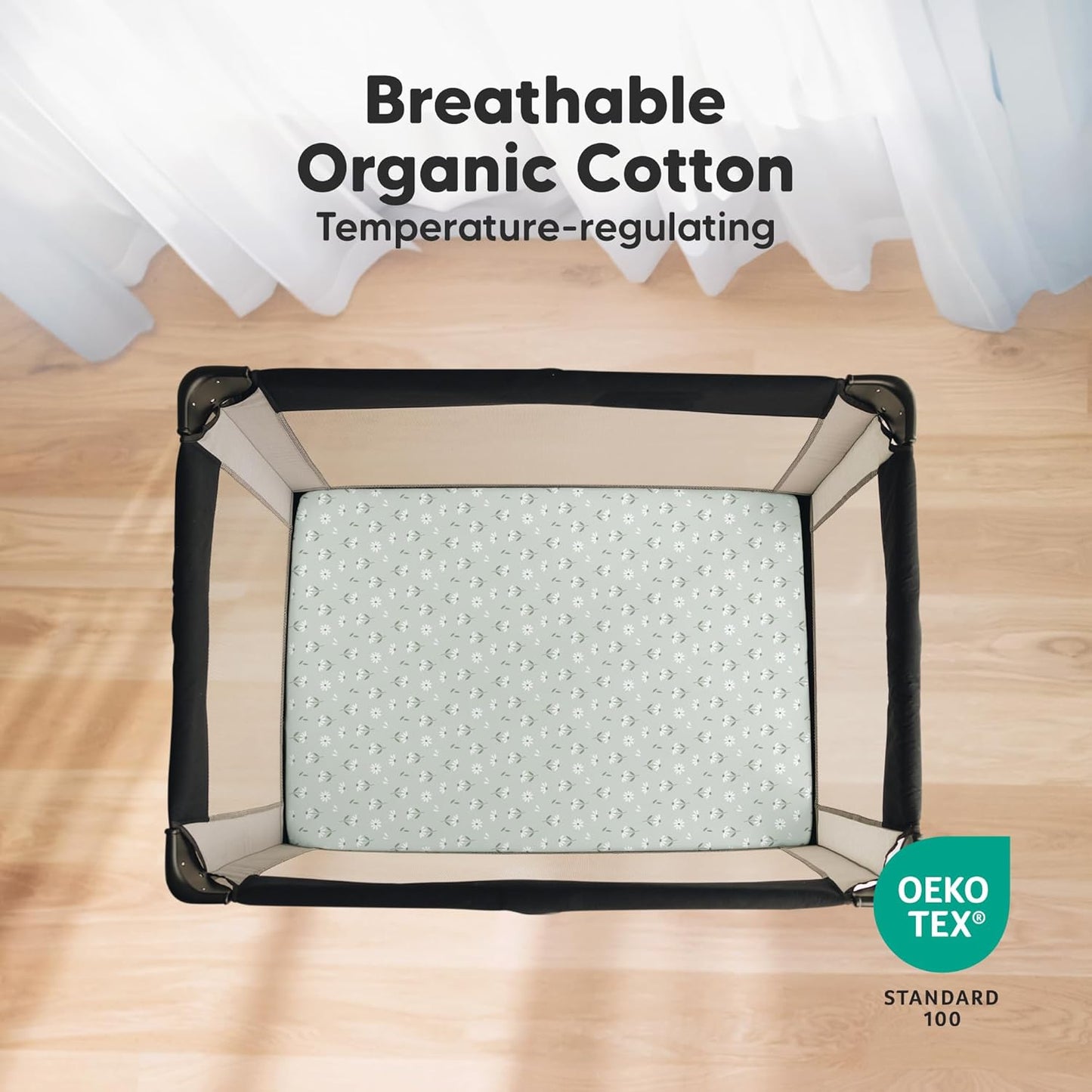 2-Pack Mini Crib Sheets Fitted - 38x26 Pack N Play Sheets for Pack and Play Mattress, Organic Cotton, Soft & Breathable Playard Bedding, Neutral Mini Toddler Bed Cover for Boys, Girls (Dragon Tale)