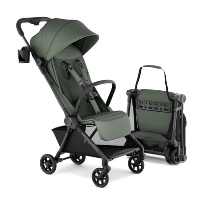 Mompush Nexis Carbon Travel Stroller, Ultra-Lightweight 11.5 lbs, Compact & Airplane Carry-On Approved, One-Second Auto-Fold, One-Hand Full Recline, from Birth to 50 lbs, JPMA Certified, Black