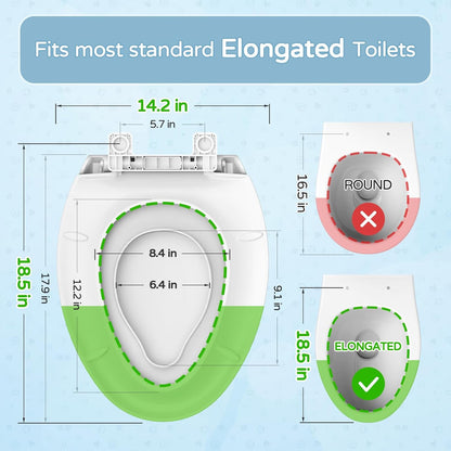 YASFEL Built in Potty Training Toilet Seat for Toddlers, Kids & Adults Biscuit Plastic Toilet Seats Elongated Slow Close with Magnets(Almond, 18.5”)