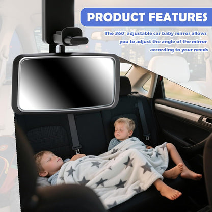 Baby Car Mirror Rear Facing with Hanging Collet,Practical Car Mirror for Baby Rear Facing with 360° Adjustable & Larger Curved Field of View,Shock Resistant Babies Mirrors for Cars