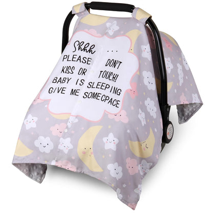 Metplus 2 in 1 Baby Car Seat Cover, Car Seat Canopy for Babies, Mom Multiuse Nursing Cover, Minky Baby Carrier Covers, Newborn Boy Girl, Peekaboo Opening