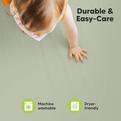 2-Pack Mini Crib Sheets Fitted - 38x26 Pack N Play Sheets for Pack and Play Mattress, Organic Cotton, Soft & Breathable Playard Bedding, Neutral Mini Toddler Bed Cover for Boys, Girls (Dragon Tale)