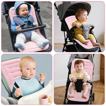 Baby Stroller Cushion,Infant Car Seat Insert-Reversible Universal Breathable and Soft Newborn seat Liner for Stroller,100% Cotton Seat Pad Liner for Newborns-34x78cm,1 Pack(Beige+Pink)