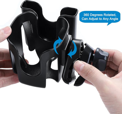 Accmor Universal Cup Holder, Stroller Cup Holder with Phone Holder, 360° Rotatable Large Caliber Designed Bottle Holder for Stroller, Bike, Wheelchair, Walker, Scooter
