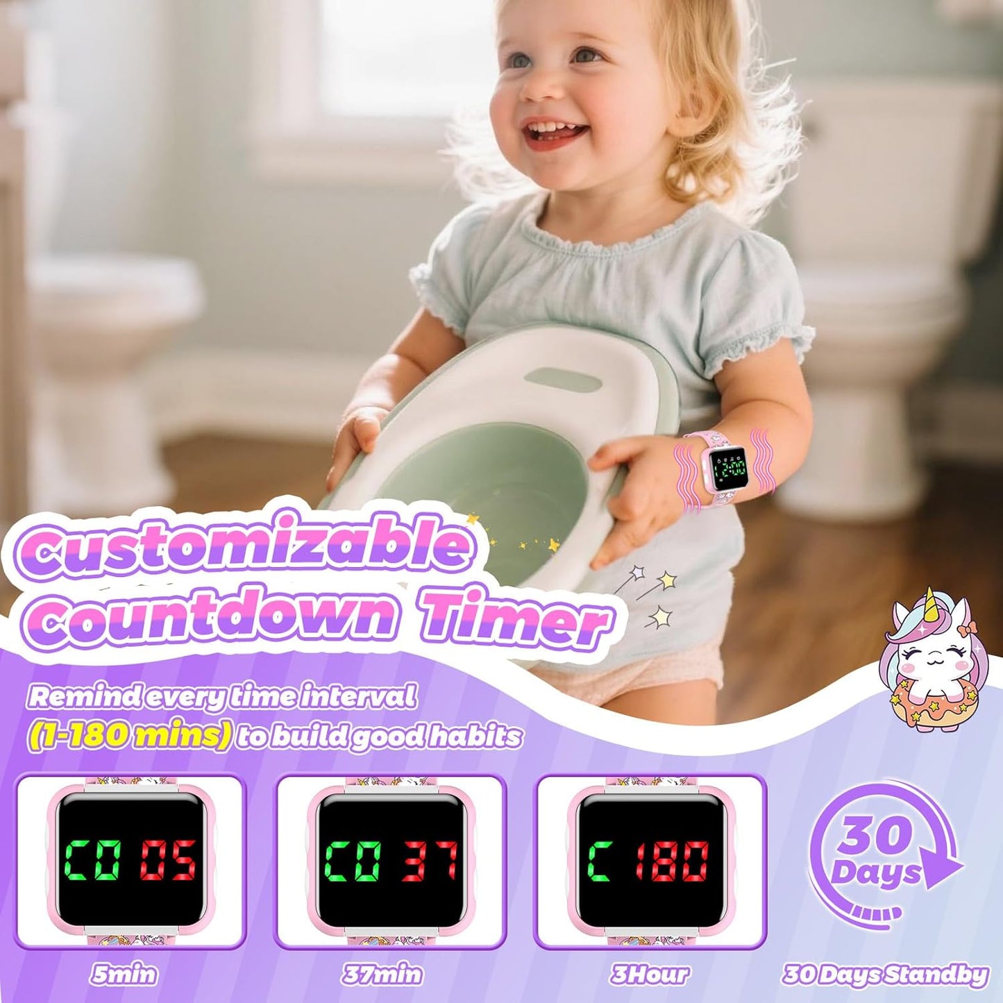 Potty Training Watch and Board Book for Kids: Water Resistant Potty Watches for Toddler Boys Rechargeable Toilet Reminder Dinosaur Toddler Watch 1-3 Birthday Gifts for 2 3 4 Year Old Boy (Blue)