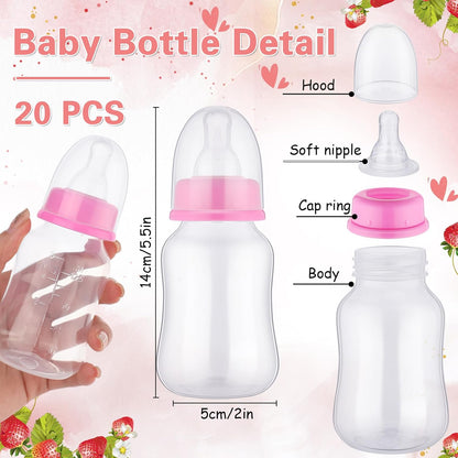 TrelaCo Bottle Chug Baby Shower Game 20 Pcs Baby Bottles Shower Favor with 1 Greenery Theme Sign for Gender Reveal Party Supplies Gifts(Green)