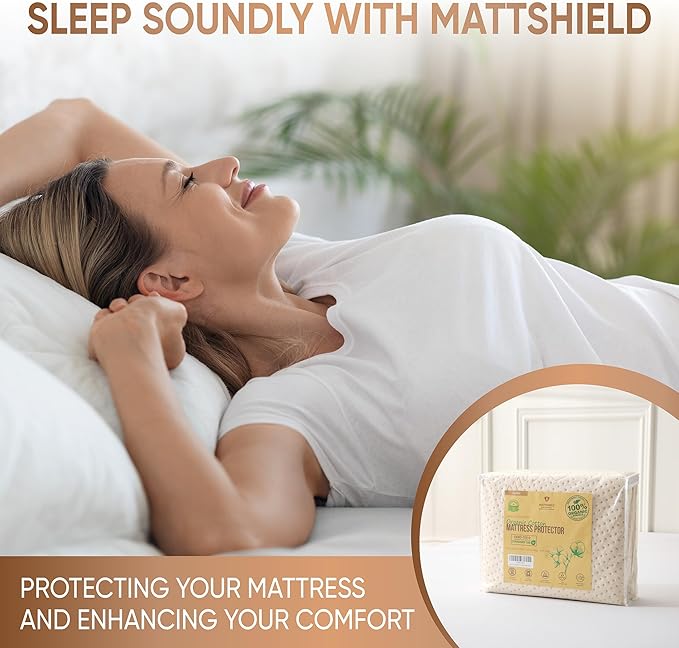 Luxury Waterproof Organic Mattress Protector King Size - Organic Cotton Breathable Mattress Pad Cover - Premium 380GSM 3D Air Fabric - Deep Pocket - Jersey Cotton Skirt - Fitted Design