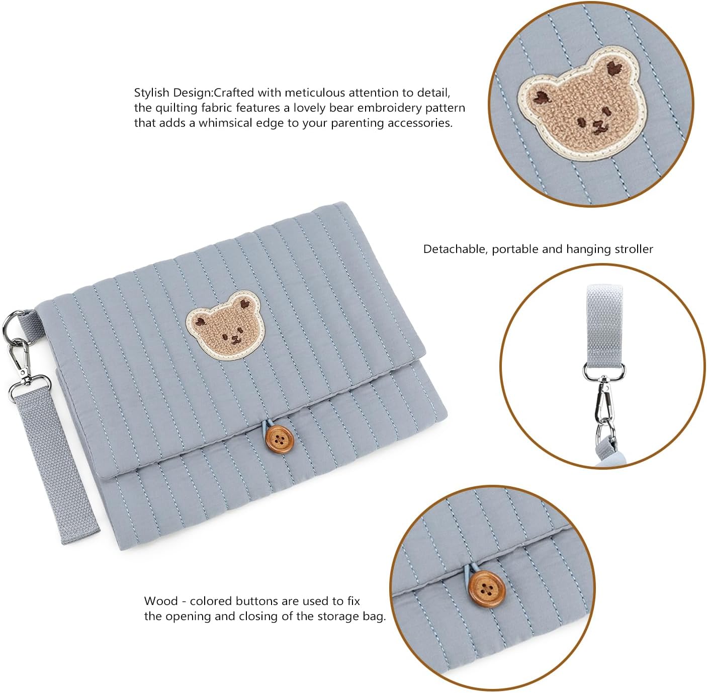 MOMIGO Baby Diaper Bag Organizer Pouches Waterproof Mini Diaper Bag - 2 pcs/set Foldable Hanging Bag Reusable, Washable or Cloth Diapers, with Gift for Baby Shower (Khaki（A）)