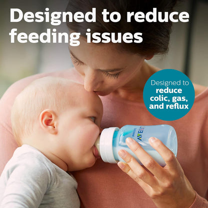 Philips Avent Anti-Colic Bottle with AirFree Vent, 4oz, with Flow 1 Nipples, 0m+, 4pk, Clear, SCY701/04