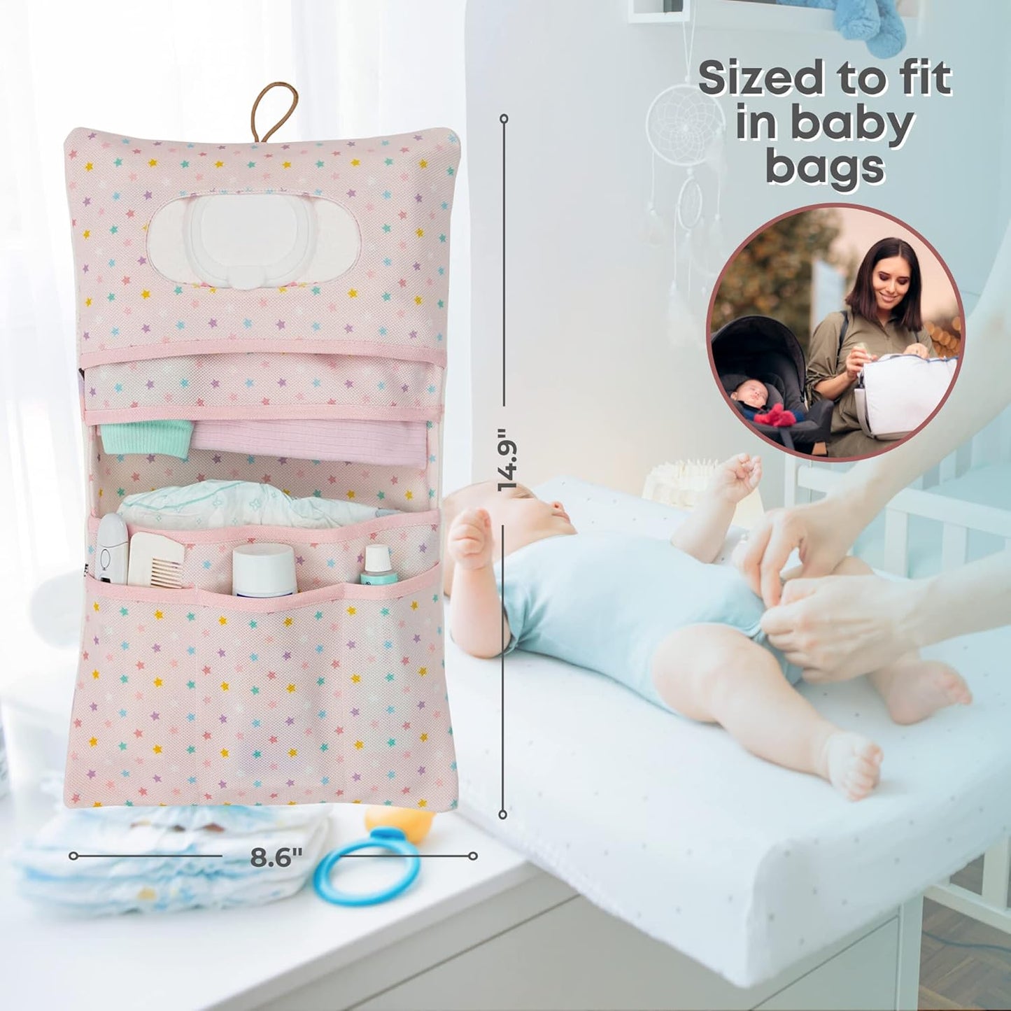 HAMUR Baby Diaper Bag Organizer – Travel-Friendly, Compact & Foldable | Stroller Pouch for Newborn Essentials – Must-Have for Boys & Girls (Leaves)