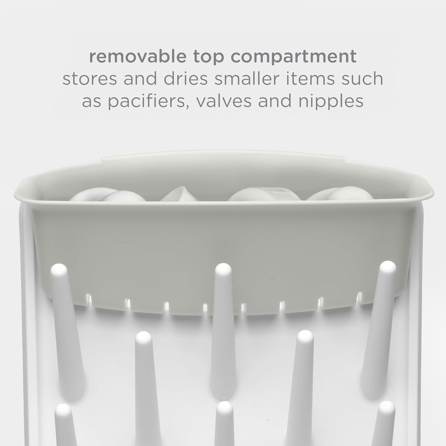 Ubbi Vertical Baby Bottle Drying Rack, Space Saving Countertop Drying Rack Baby Organizer, Oat