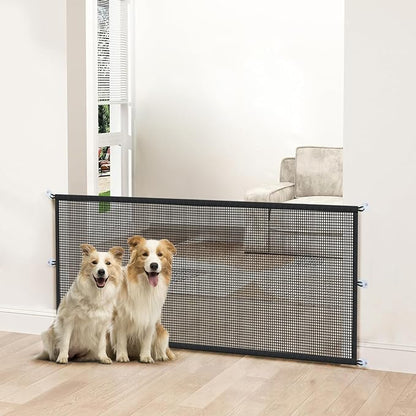 Dog Gate Indoor Pet Gates for Stairs: Dogs Screen Mesh Gate for The House Magic Gate for Kitchen Doorways Hallway Stairways Porch Yard 30 inch Tall, 60 inch Wide