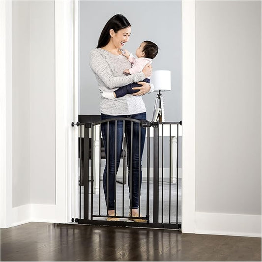 Regalo Safety 30-35” Extra Wide Baby Gate for Doorways & Bottom of Stairs, Pressure Mounted Walk-Through Gate for Babies, Toddlers & Pets, Bronze