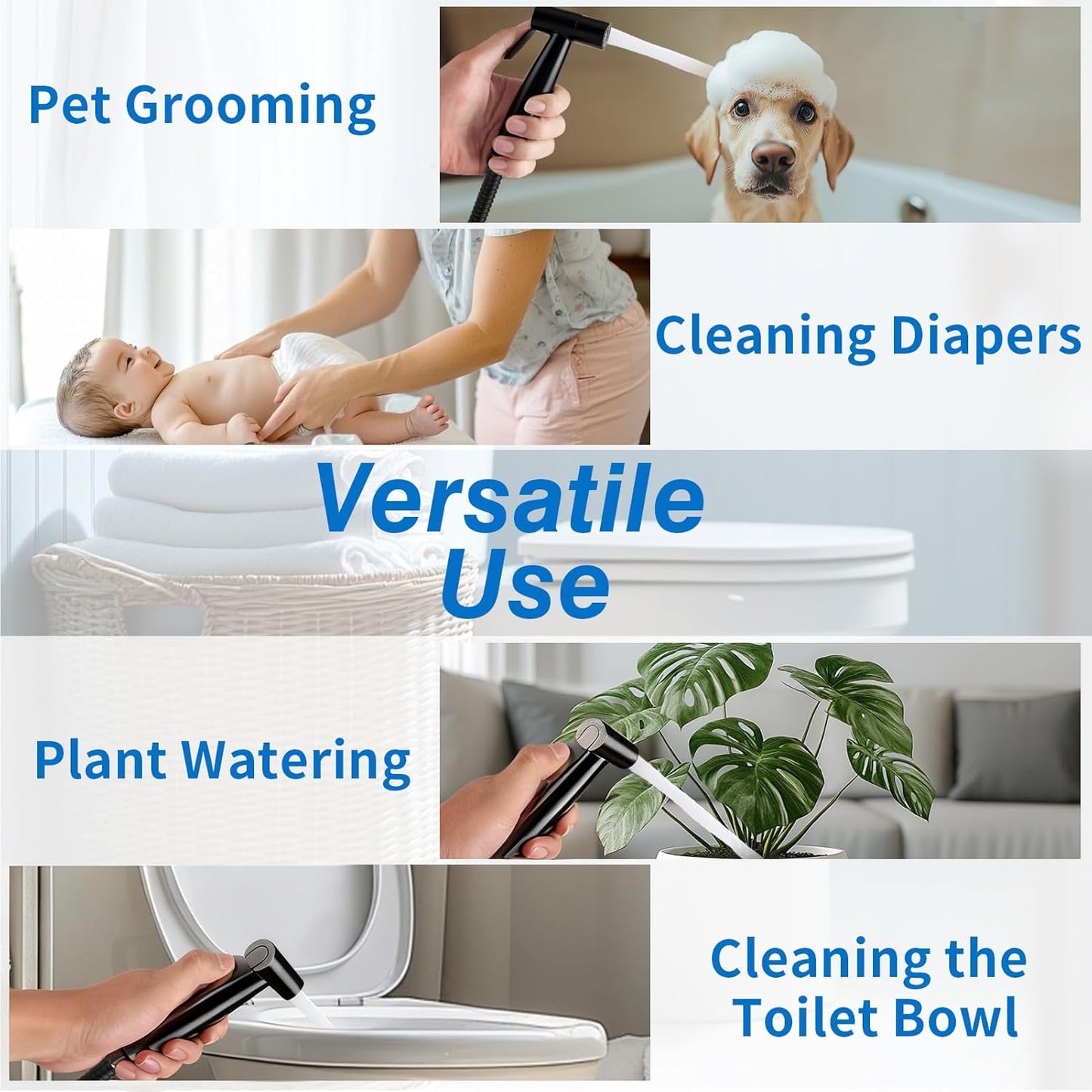 Neween Handheld Toilet Bidet Sprayer for Toilet-Adjustable Water Pressure Control with Bidet Hose for Feminine Wash, Stainless Steel Bidet Faucet Sprayer Kit Cloth Diaper for Baby Wash (Black)