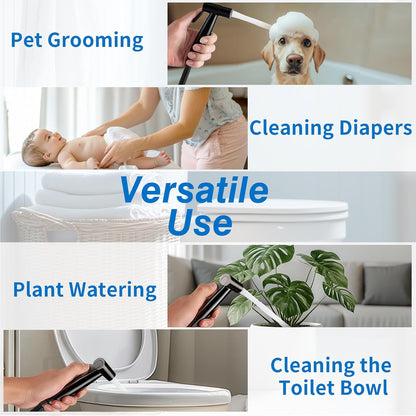 Neween Handheld Toilet Bidet Sprayer for Toilet-Adjustable Water Pressure Control with Bidet Hose for Feminine Wash, Stainless Steel Bidet Faucet Sprayer Kit Cloth Diaper for Baby Wash (Black)