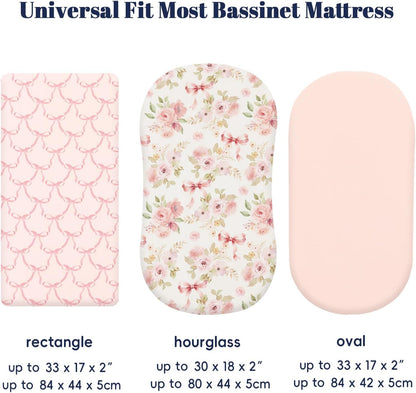PHF 3 Pack Soft Mini Crib Sheets, Floral & Animal Pack N Play Sheets for Baby Boys Girls, No Slip Universal Fit for Pack N Play, Playard, Portable and Mini Crib Mattresses,Floral & Animal