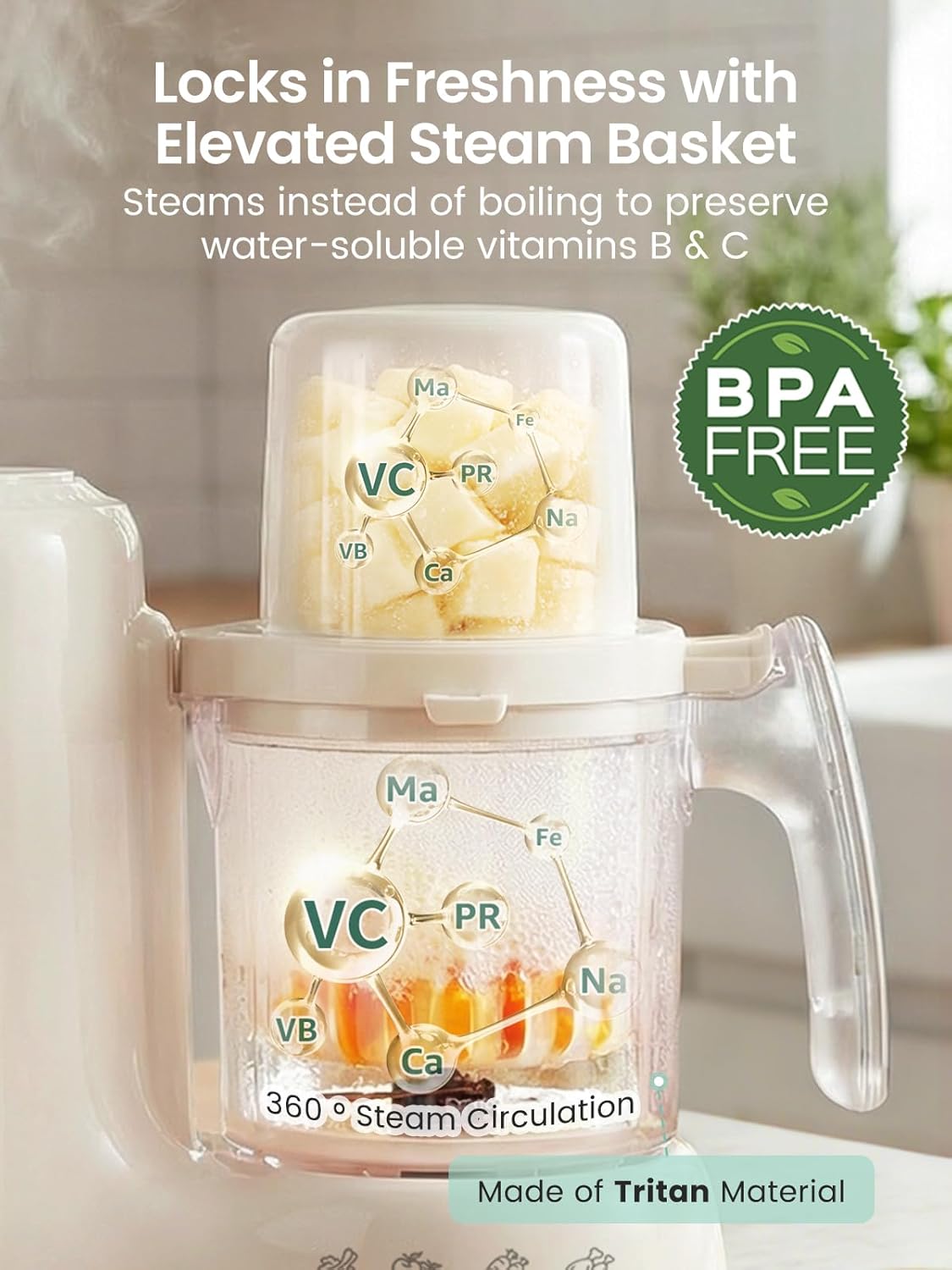 Grownsy Baby Food Maker with Dual-Layer Steam Basket | Baby Food Processor for Starting Solids & Babies 6+ Months | Steamer Blender & Puree Machine for Healthy Baby Food, BPA-Free,Black & Gold