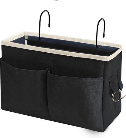 Bedside Caddy Organizer/Bedside Hanging Storage Bag Multi-Function Caddy for Bunk bed Hospital Beds Dorm Bed Rails, Holders Books Glasses Phones Magazine(White)