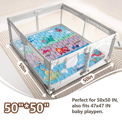 Baby Play Mat, 50x50 Playpen Mat with Super Soft Touch, Activity Mats with Upgraded Anti-Slip Bottom, Machine Washable Crawling Mats for Floor & Picnic (Animal Alphabets)