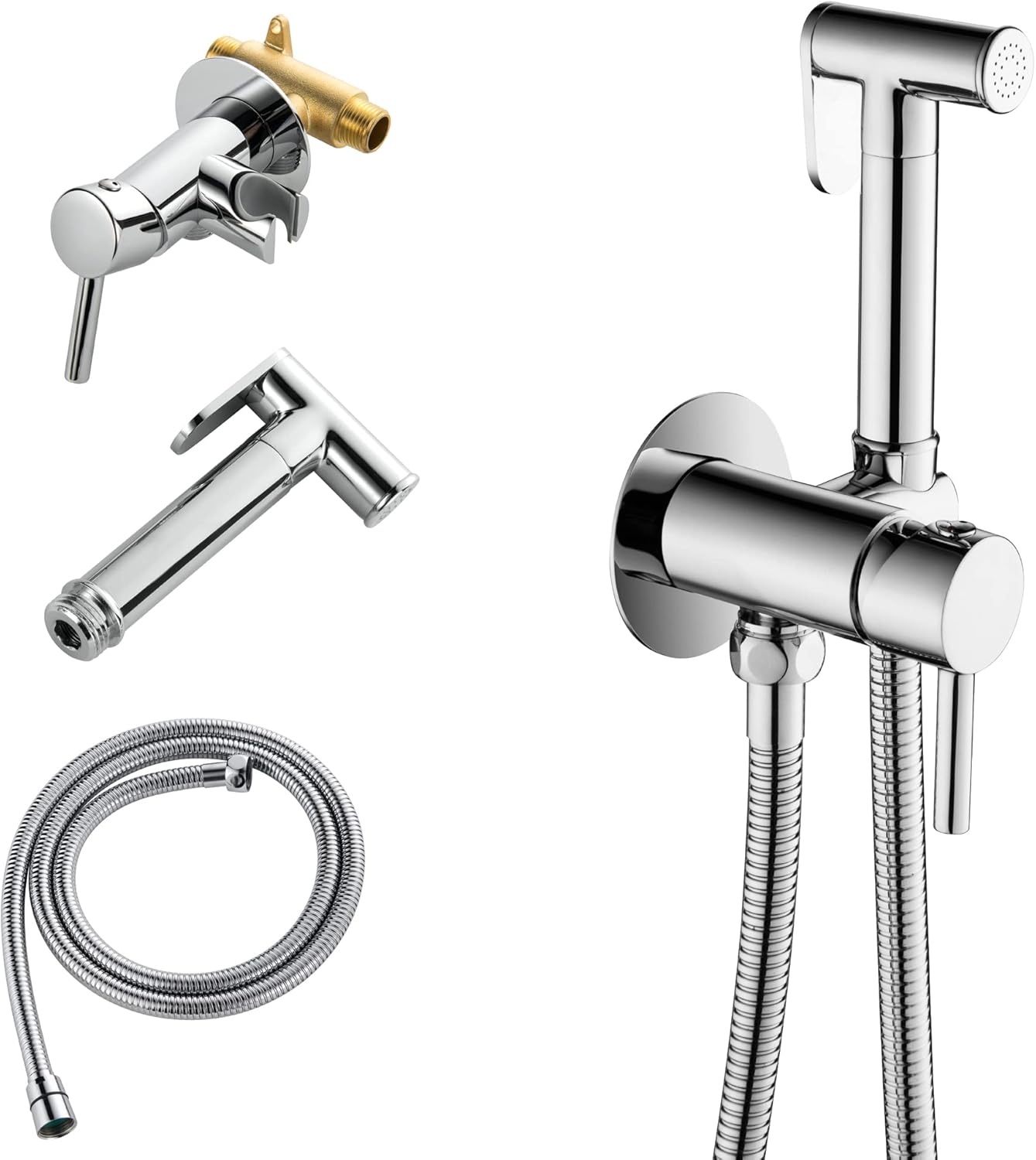SHAMANDA Handheld Bidet Sprayer for Toilet, Stainless Steel Baby Cloth Diaper Sprayer Kit, Bathroom Toilet Bidet Attachment Set for Bathing Pets Feminine Hygiene, Matte Black BDS01-7
