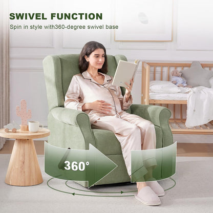 Eiayeebil Nursery Swivel Glider Recliner,Rocking Chair Nursery with Footrest,Rocking Recliner Chair for Nursery,Glider Rocker Recliner for Living Room & Bedroom,Beige