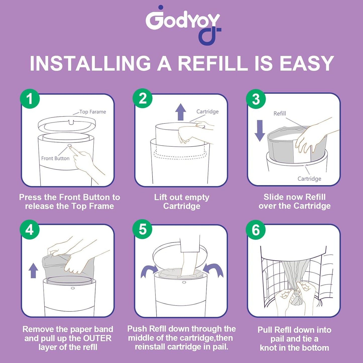 Refills Compatible with DEKOR Plus Diaper Pail Refill Bags| 8 Pack| Super Powerful Odor Eliminator Extra Thick Diaper Pail Bags| Each Holds up to 6032 Diapers| Fresh Lemon Scent| Easy to Replace