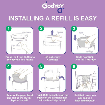 Refills Compatible with DEKOR Plus Diaper Pail Refill Bags| 8 Pack| Super Powerful Odor Eliminator Extra Thick Diaper Pail Bags| Each Holds up to 6032 Diapers| Fresh Lemon Scent| Easy to Replace