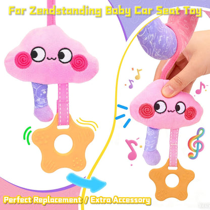 Musical Car Seat Toy for Babies 0-12 Months Girl, 5-in-1 Sensory Activity Hanging Toy Stroller Toy with Soothing Music, Rattle, Mirror for Newborn Infants Essential Gifts, Unicorn