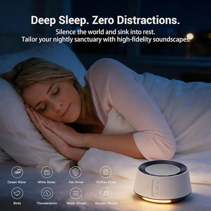 BGOVERSS White Noise Machine with Night Light – 20 Soothing Sounds, 10 Color Lights, 5 Timer Settings & Memory Function, Portable Sleep Sound Machine for Baby Nursery, Kids & Adults,Wood