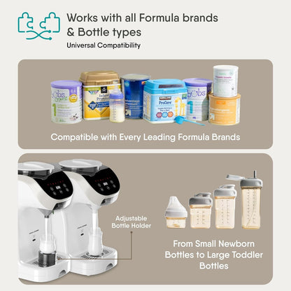 Formula Maker Machine - Upgraded Accurate WiFi Formula Dispenser with Inbuilt Sensors to Prevent Malnutrition - Instant Heating & Automatic Mixing - Quick Warm Bottle (White)