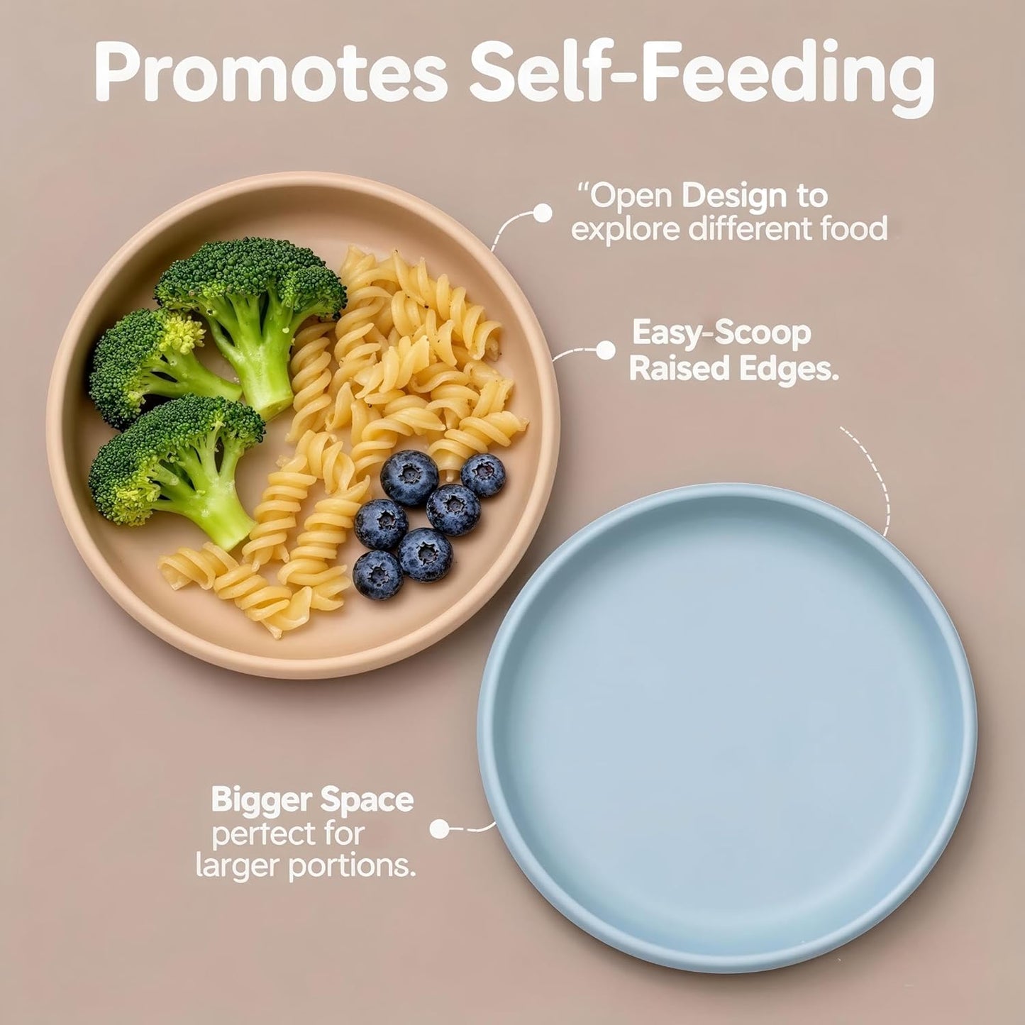 Toddler Plates with Suction 3 Pack, BPA-Free 100% Silicone Dinner Plates for Baby Toddlers Kids, Dishwasher & Microwave Safe, Non-Toxic, Suction Baby Plates Non-slip