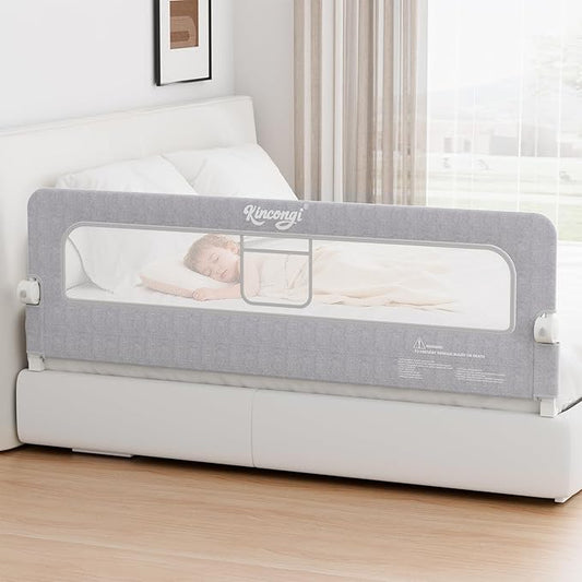 Bed Rail for Toddlers, 71 Inch Wider U-Shape Base Toddler Bed Rails, Swing Down Breathable Baby Bed Rail Guard