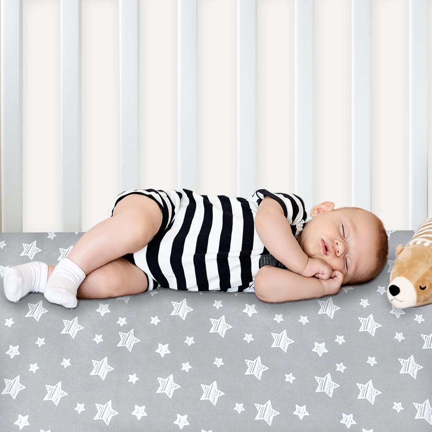 Pack and Play Sheets, 2 Pack Mini Crib Sheets, Stretchy Playard Fitted Sheet, Compatible with Graco Pack n Play, Soft and Breathable Material, Planet & Flower
