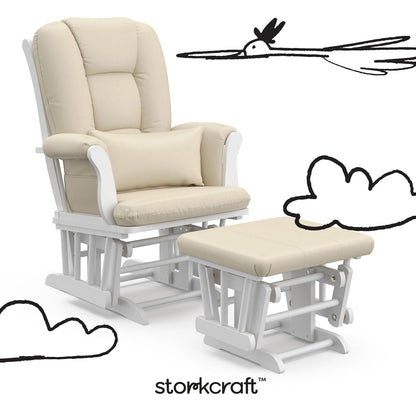 Storkcraft Tuscany Glider with Ottoman (Black/Gray) — GREENGUARD Gold Certified, Bonus Lumbar Cushion Included, Solid Wood Base, Smooth Motion, Award-Winning Nursery Rocking Chair, Glider and Ottoman