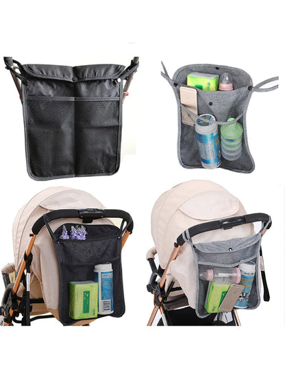 2 PCS PACK Umbrella Stroller Organizer, Black & Sky Blue, Holds water bottles, extra diapers wipes, toddler sweat shirt (Black+Sky Blue)