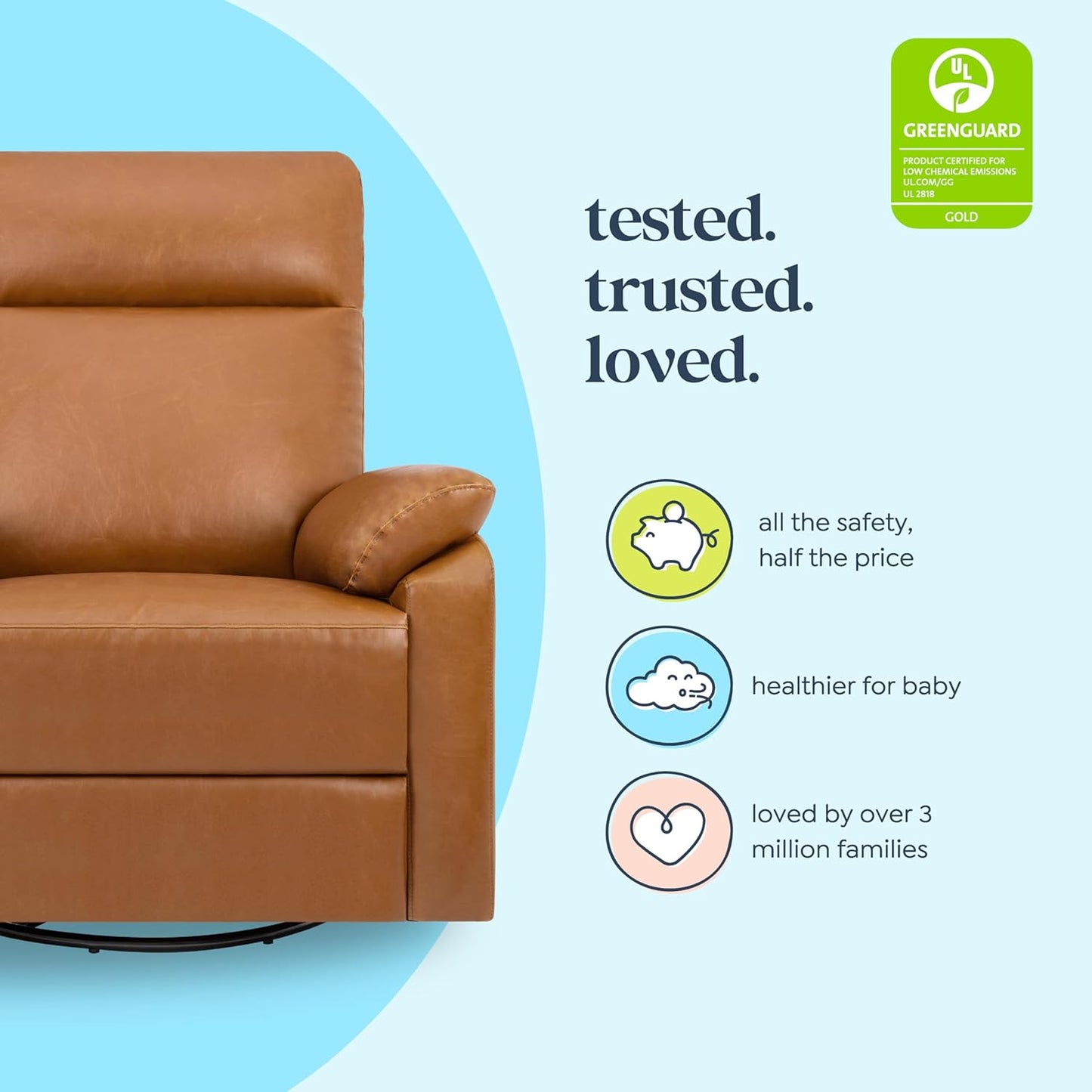 Davinci Suzy Glider Recliner Nursery Chair - Glider Rocking Chair for Nursery and Living Room - GREENGUARD Gold, FSC & Certi-PUR US Certified - 360° Swivel Rocker Recliner Chair (Cozy Cream Boucle)