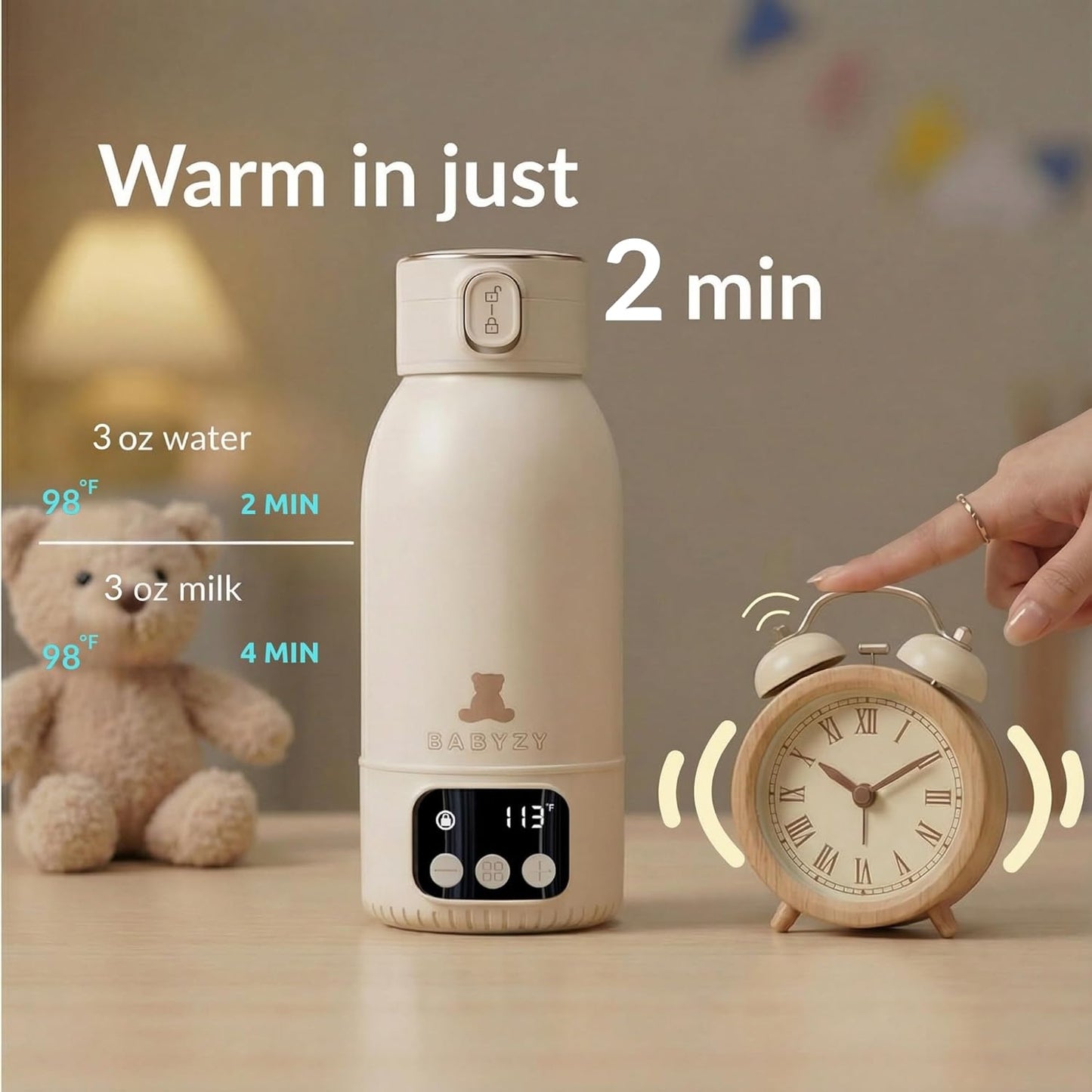 Portable Bottle Warmer 17oz – Baby Bottle Warmer for Breast Milk & Formula, Fast Heating with Smart Temperature Control, Long Battery Life, Cordless for Travel, Car & Outdoor Baby Feeding