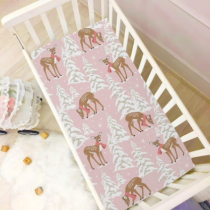 Fitted Crib Sheets White Bears with Clouds Stretchy Portable Playard Sheets for Baby Toddler, Breathable Soft Mini Crib Mattress 39 x 27 in for Boys and Girls