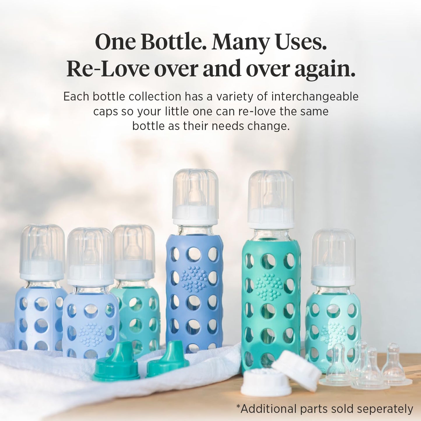 Lifefactory Glass Baby Bottle with Stage 1 Nipple and Protective Silicone Sleeve Cantaloupe, 4 Oz