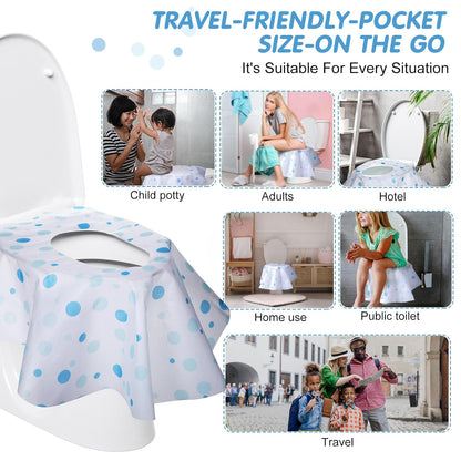 50 Packs Disposable Toilet Seat Covers Extra Large Individually Wrapped for Kids and Adults, Portable Non Slip Waterproof Potty Seat Covers for Toddlers Potty Training, Travel (Rainbow)