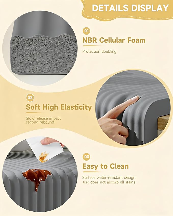 7.9''W Extra-Wide Edge Protector, 6.56FT 0.47''Th Baby Proofing Corner Guards, Safety Furniture Bumper, Pre-Taped, Thick Soft Rubber Foam Padding for Fireplace Table Stair Cabinet (Grey)