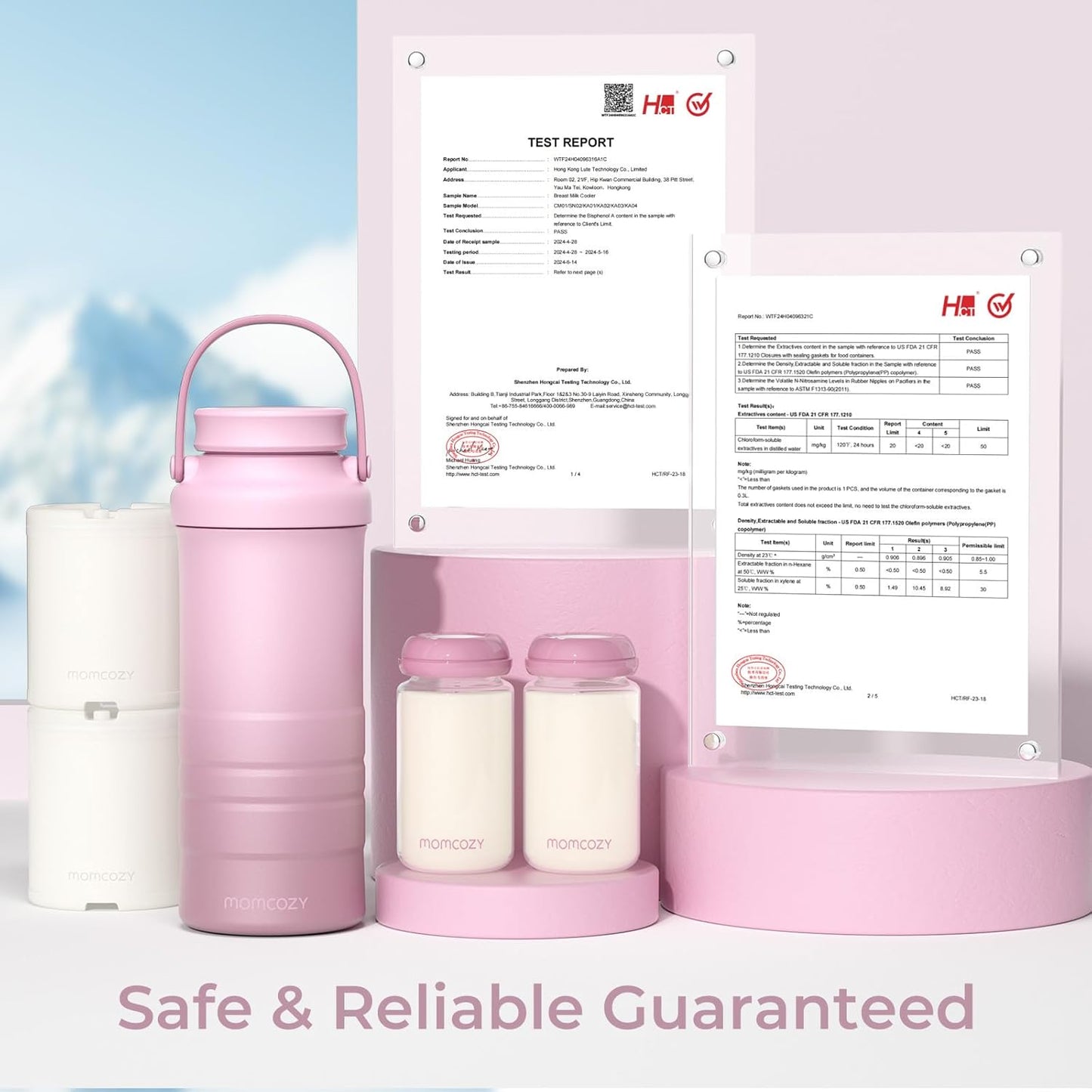 Momcozy 22oz Portable Breast Milk Cooler for Outdoor, Life Saver with 360° Total Cooling for 24 Hours, Larger Capacity Travel Breastmilk Chiller with 2pcs Baby Bottles for Breastmilk Storage