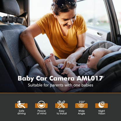 Itomoro Baby Car Mirror, View Infant in Rear Facing Seat with Wide Crystal Clear View,360° Rotation Plug and Play Easy Install baby car monitor 1080p