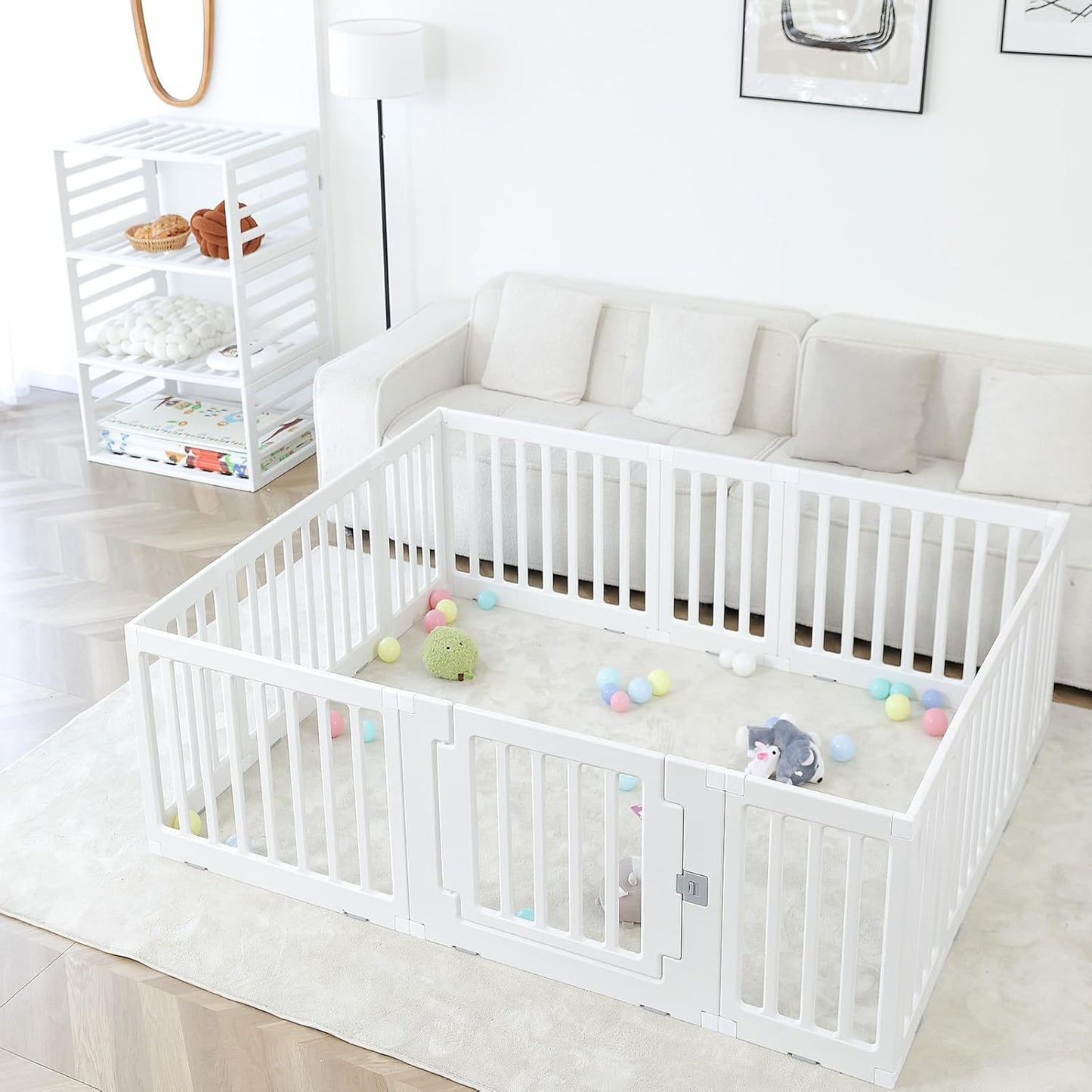 Baby Playpen Kids Activity Centre Safety Play Yard Home Indoor Outdoor New Pen (Multicolour) (White) (Macarons Classic Set 14 Panel)