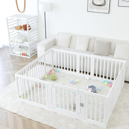 Baby Playpen Kids Activity Centre Safety Play Yard Home Indoor Outdoor New Pen (Multicolour) (White) (Macarons Classic Set 14 Panel)