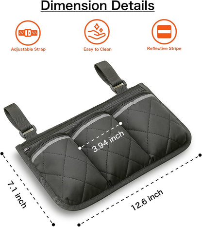 Stroller Caddy Stroller Organizer With Cup Holder, Non Slip Straps Stroller Bag for Phone, Pet Stroller Accessories,Universal Stroller Organizer,Fits Single & Double Strollers